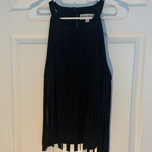 Idyllwind Black Sleeveless Fringe Top nwot